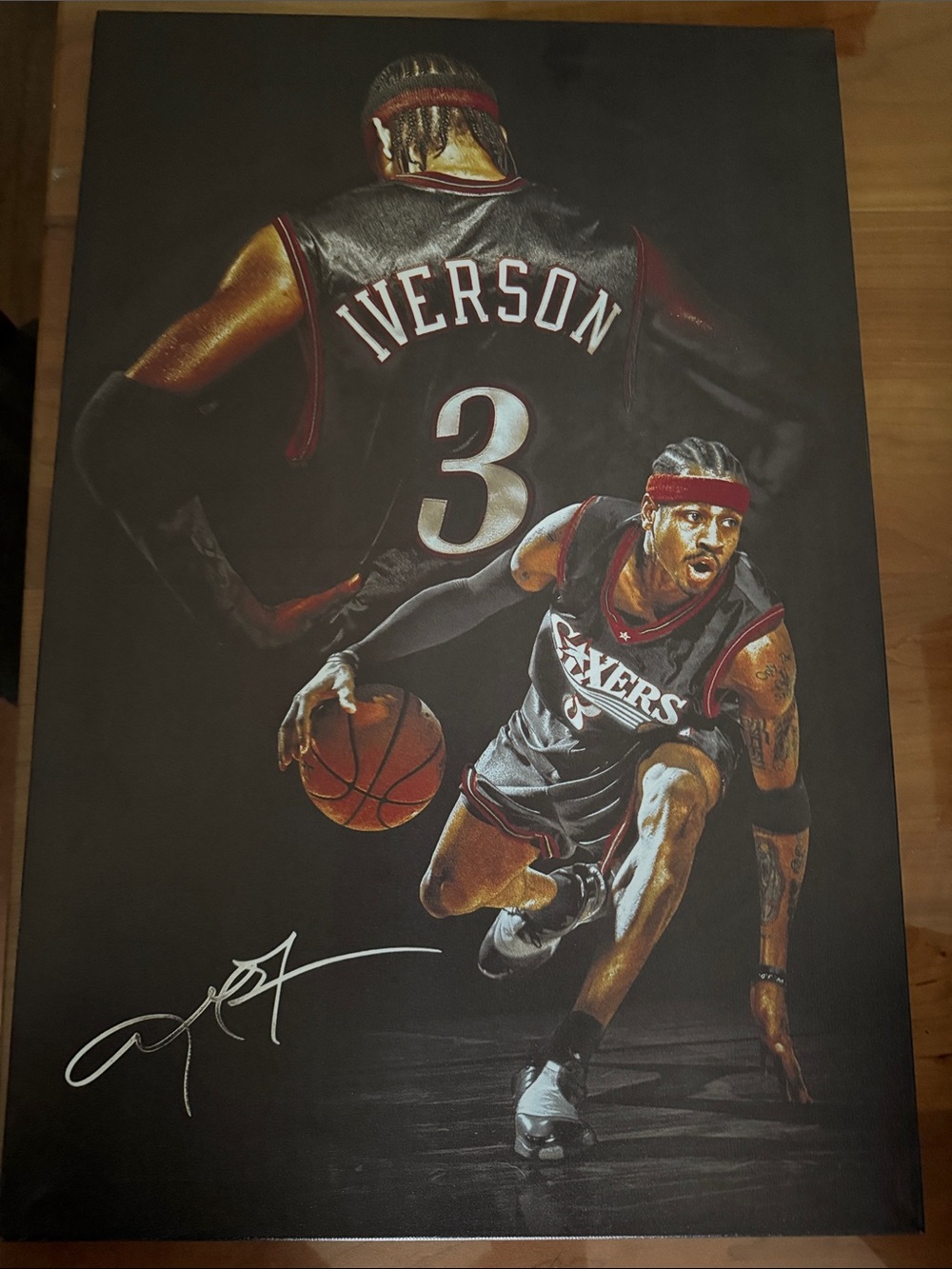 Iverson Basketball Art Print — Black and Red Sports Poster